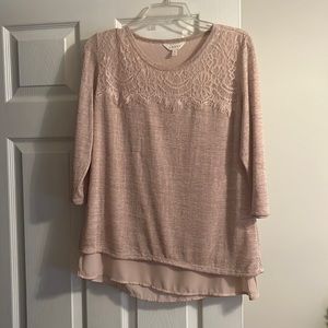Nude top with sheer underlay